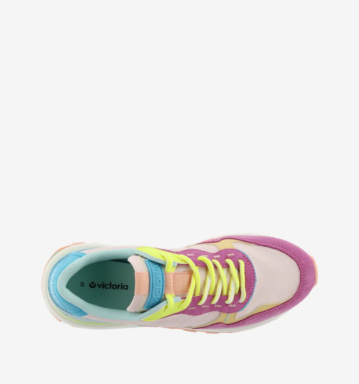 VICTORIA Sneakers Luna Nylon Multicolor Rosa Split Leather