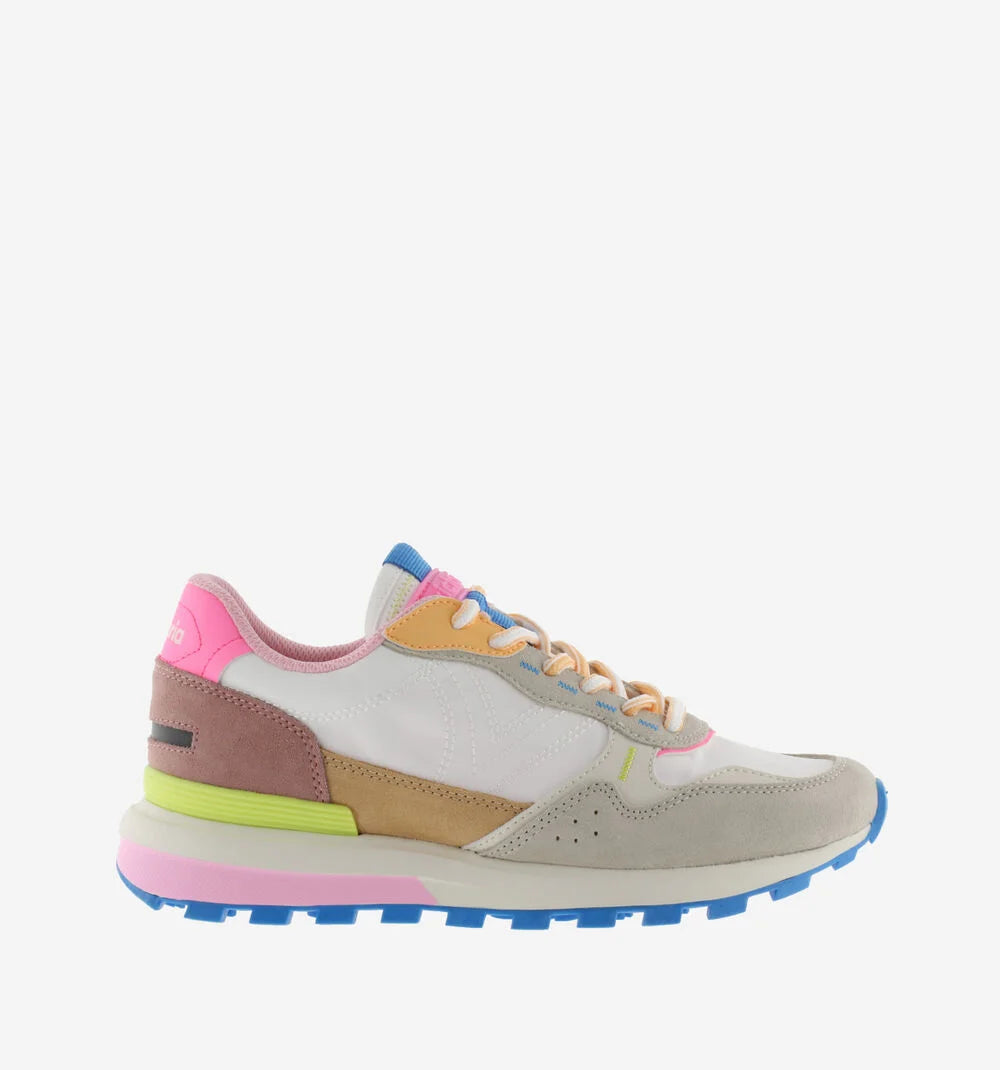 VICTORIA Sneakers Luna Nylon Wit Split Leather