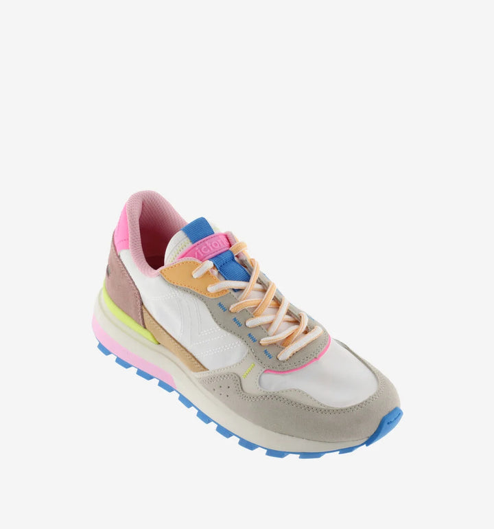 VICTORIA Sneakers Luna Nylon Wit Split Leather