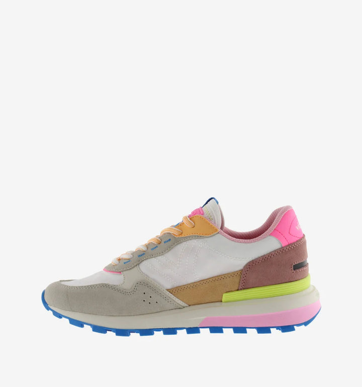 VICTORIA Sneakers Luna Nylon Wit Split Leather
