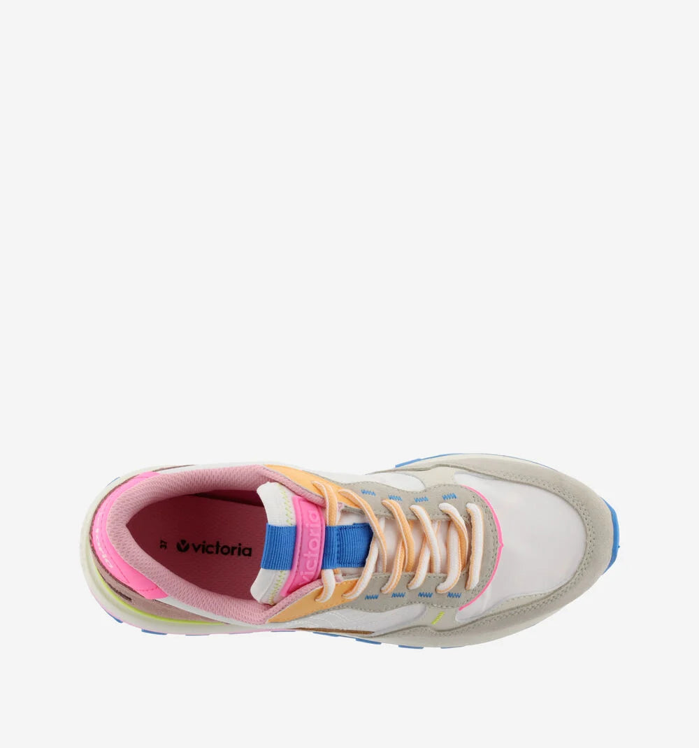 VICTORIA Sneakers Luna Nylon Wit Split Leather