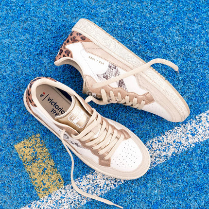 VICTORIA Sneakers White Smash Leopard mix