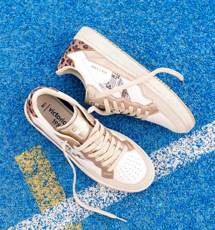VICTORIA Sneakers White Smash Leopard mix