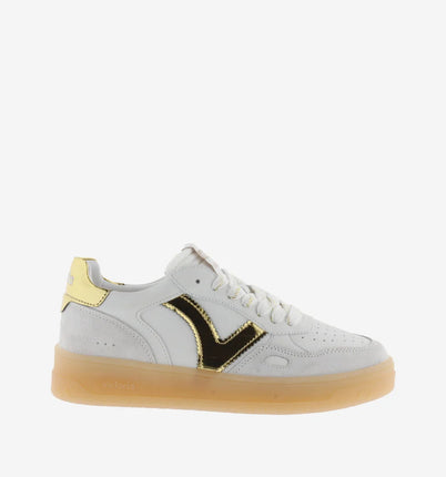VICTORIA Sneakers White Split Leather Gold