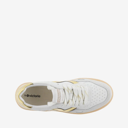 VICTORIA Sneakers White Split Leather Gold