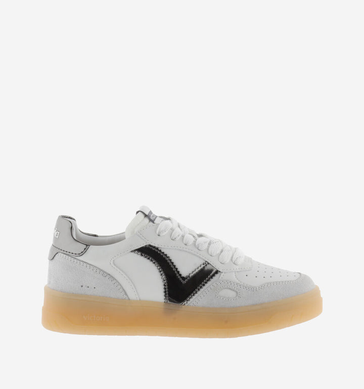 VICTORIA Sneakers White Split Leather Gun