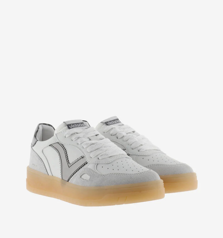 VICTORIA Sneakers White Split Leather Gun