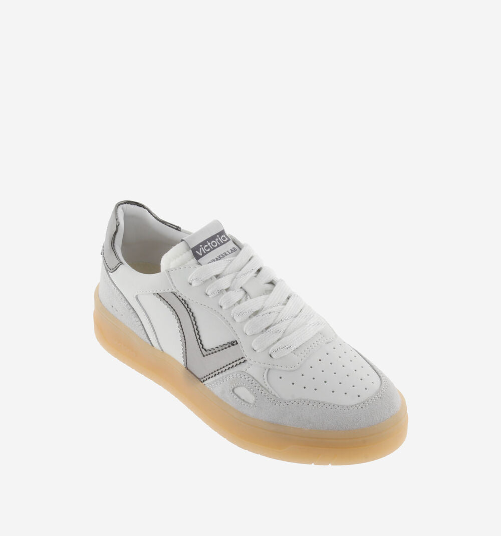 VICTORIA Sneakers White Split Leather Gun