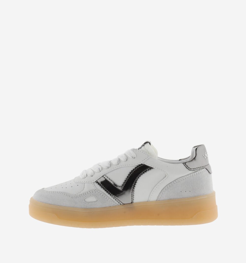 VICTORIA Sneakers White Split Leather Gun