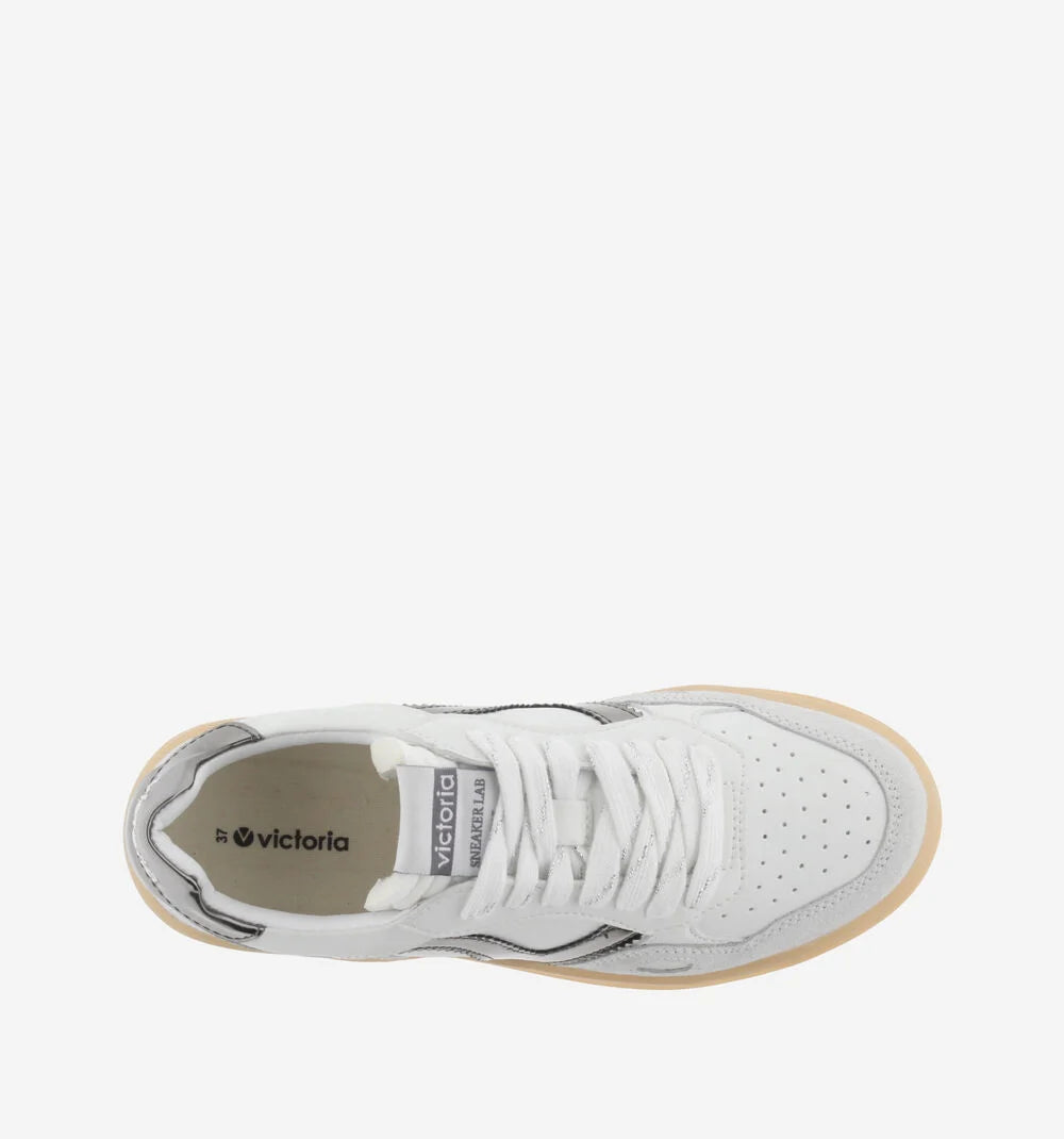 VICTORIA Sneakers White Split Leather Gun