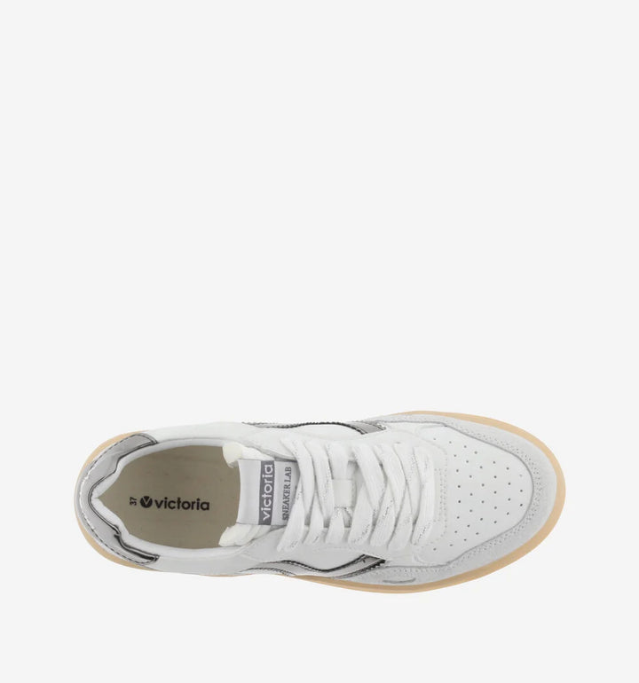 VICTORIA Sneakers White Split Leather Gun